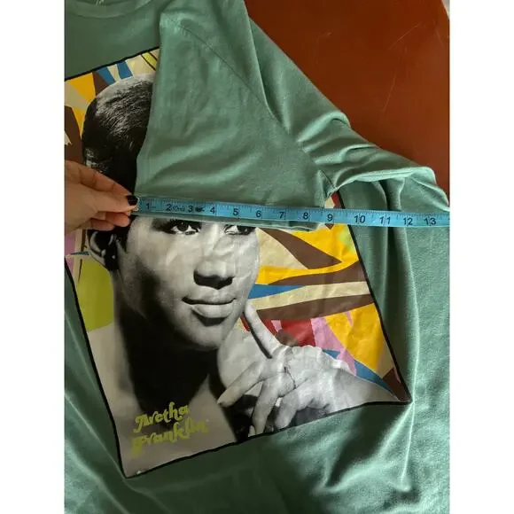 Aretha Franklin Graphic T-Shirt XL Teal Queen of Soul Graphic Icon Tee Unisex - Picture 6 of 8